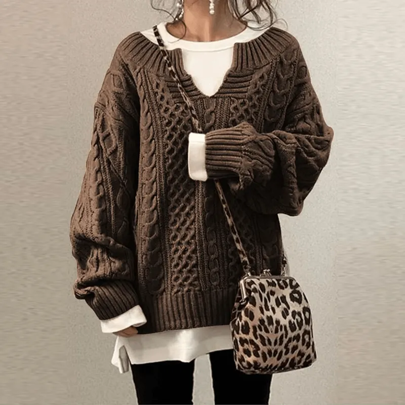 Slouchy Cable Knit Sweater