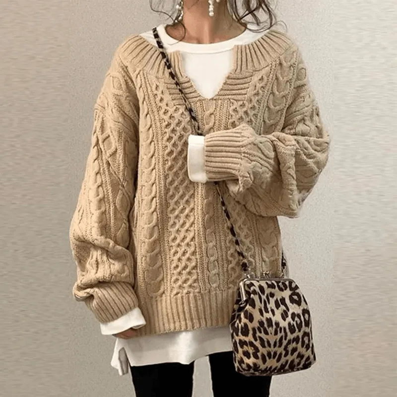 Slouchy Cable Knit Sweater