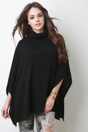 Soft Knit Turtleneck Poncho Top