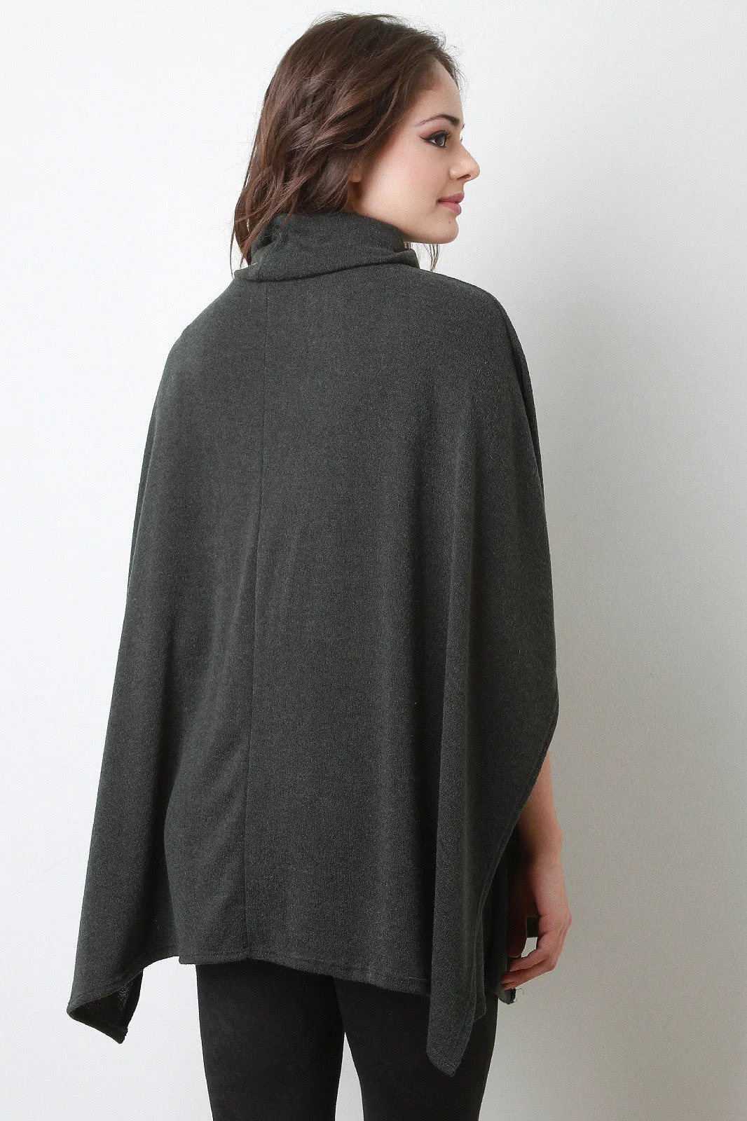 Soft Knit Turtleneck Poncho Top