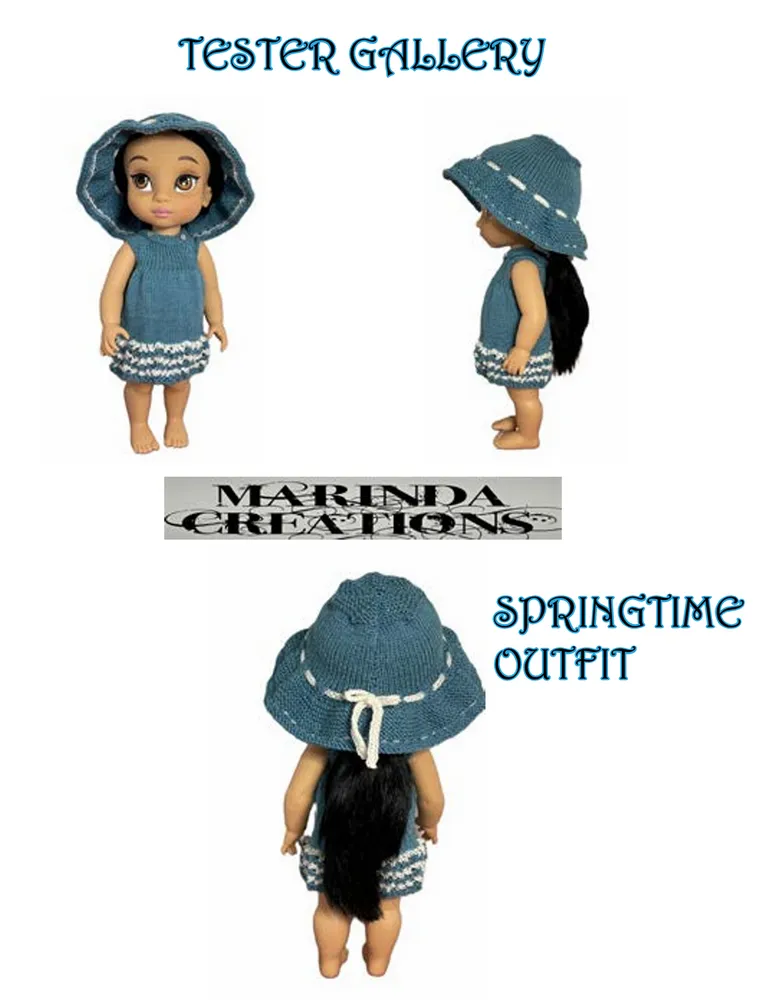 Springtime Outfit Dress and Hat Doll Knitting Pattern for Disney Animator Dolls