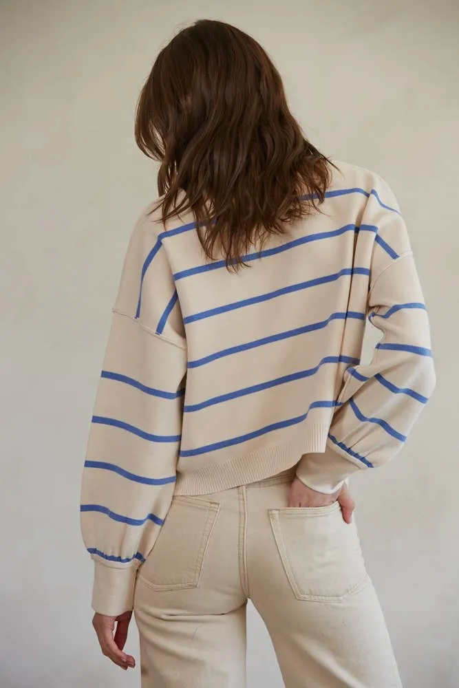 Striped Crew Neck Long Sleeve Pullover Sweater Top