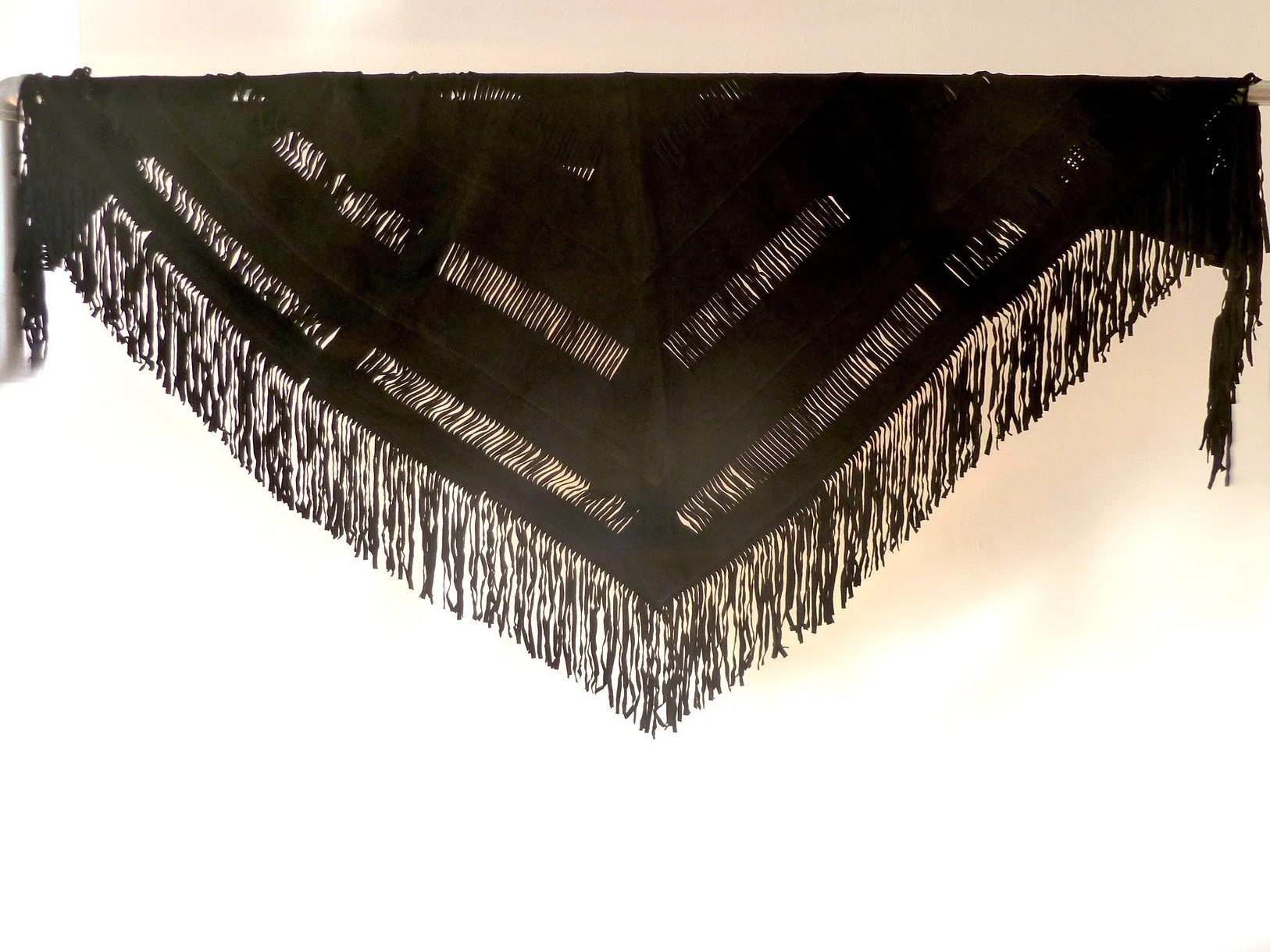 Suede Fringed Hand Cut Shawl