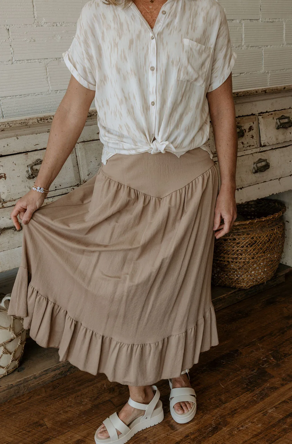 TAMIE TIERED SKIRT WITH RUFFLED END 2 COLOR OPTIONS