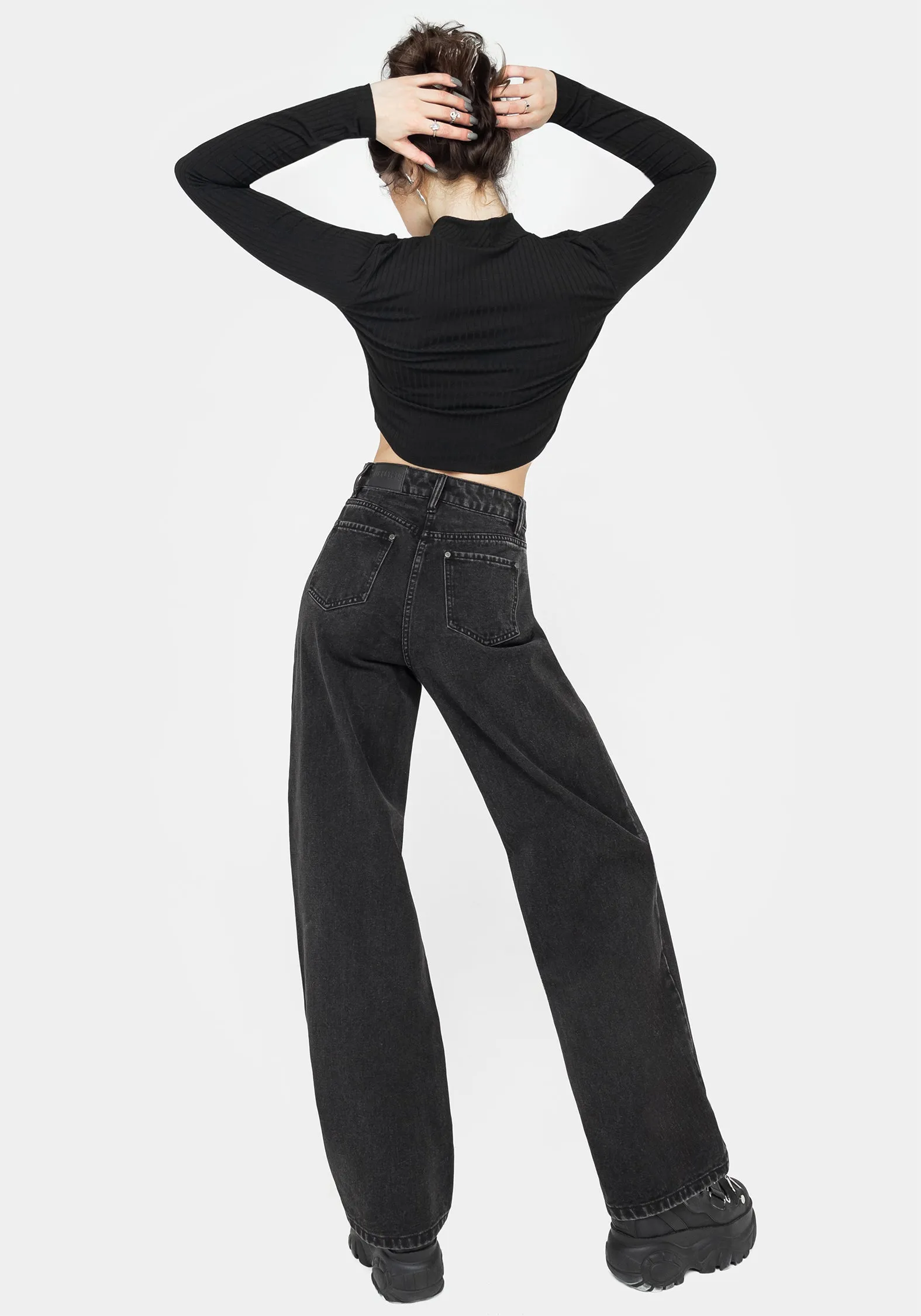 Tarantism Embroidered Wide Leg Jeans