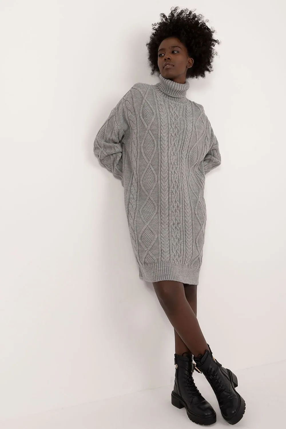 TEEK - Turtleneck Long Sweater Day Dress