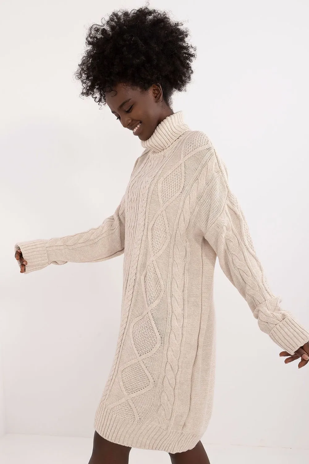 TEEK - Turtleneck Long Sweater Day Dress