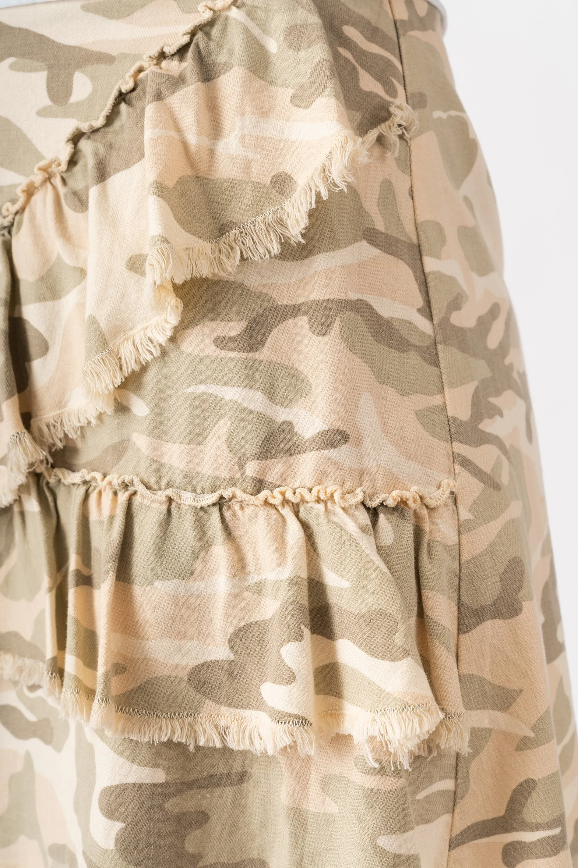 Tencel ruffle skirt in White Camo