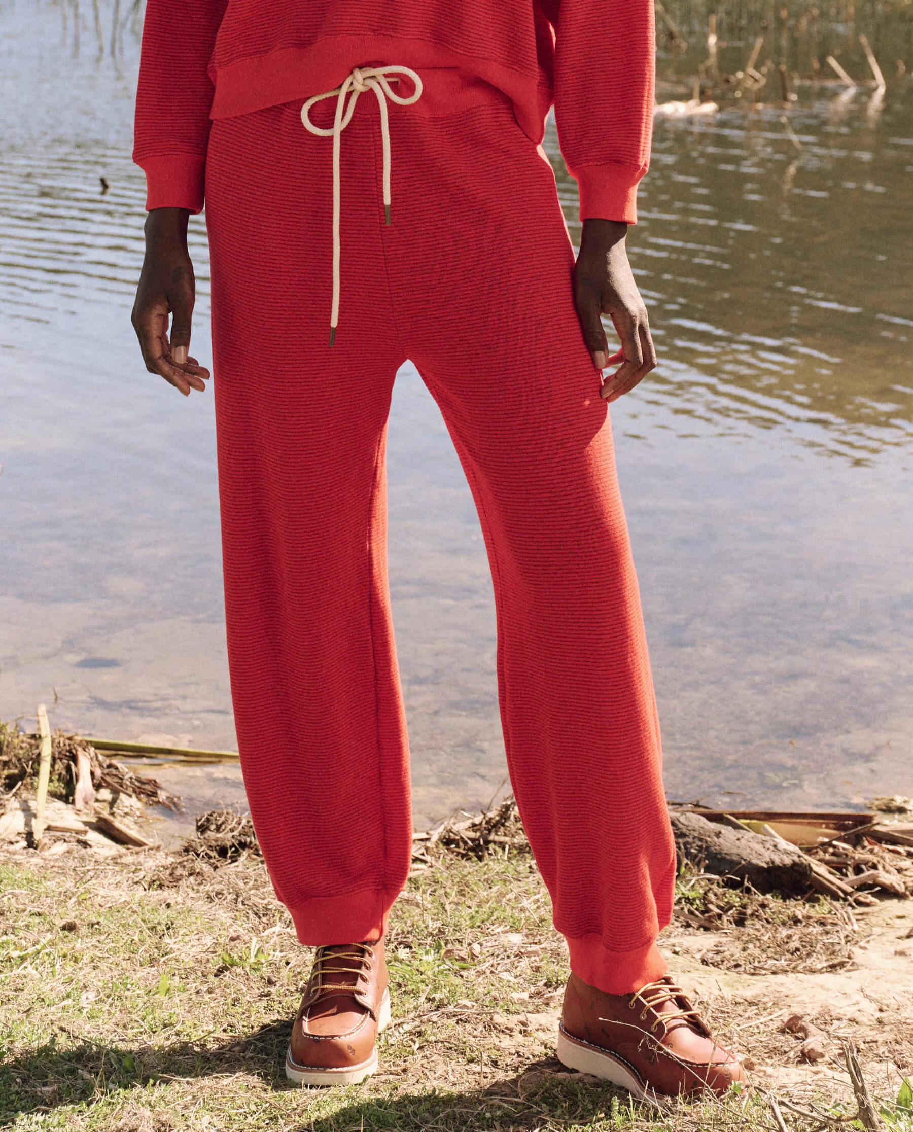 The Lantern Pant. -- Hot Red Overdyed Stripe