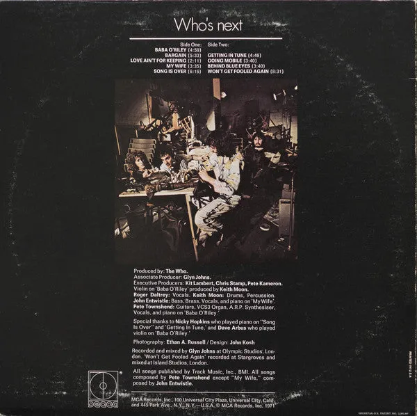 The Who - Who's Next (LP, Album, Glo) (VG)