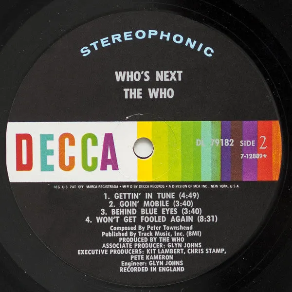 The Who - Who's Next (LP, Album, Glo) (VG)