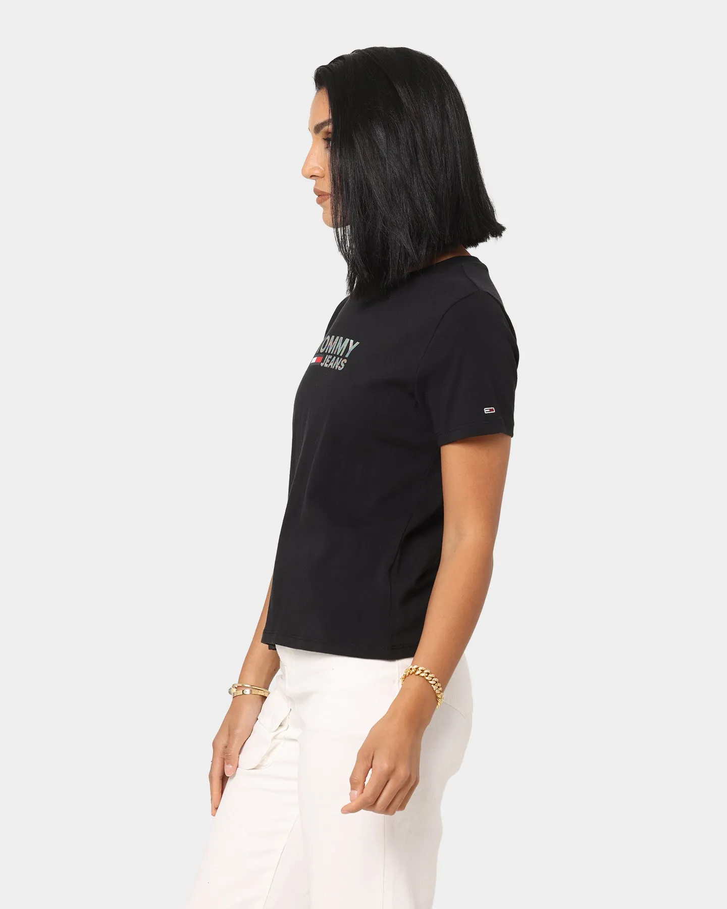 Tommy Jeans Women's Metallic Corp Logo T-Shirt Black