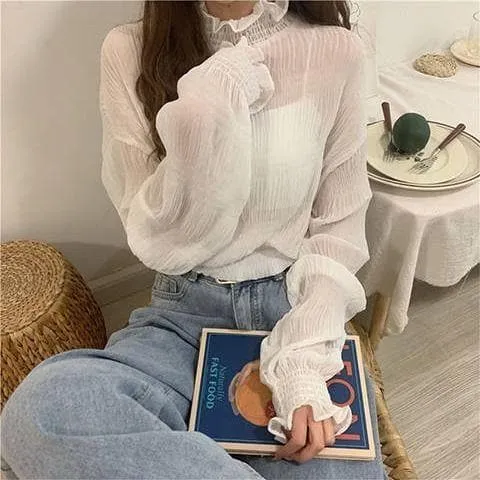 Transparent High-Neck Longsleeve Shirt