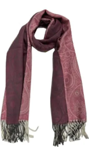 Two Tone Paisley Print Soft Warm Wide Pashmina with Tassels