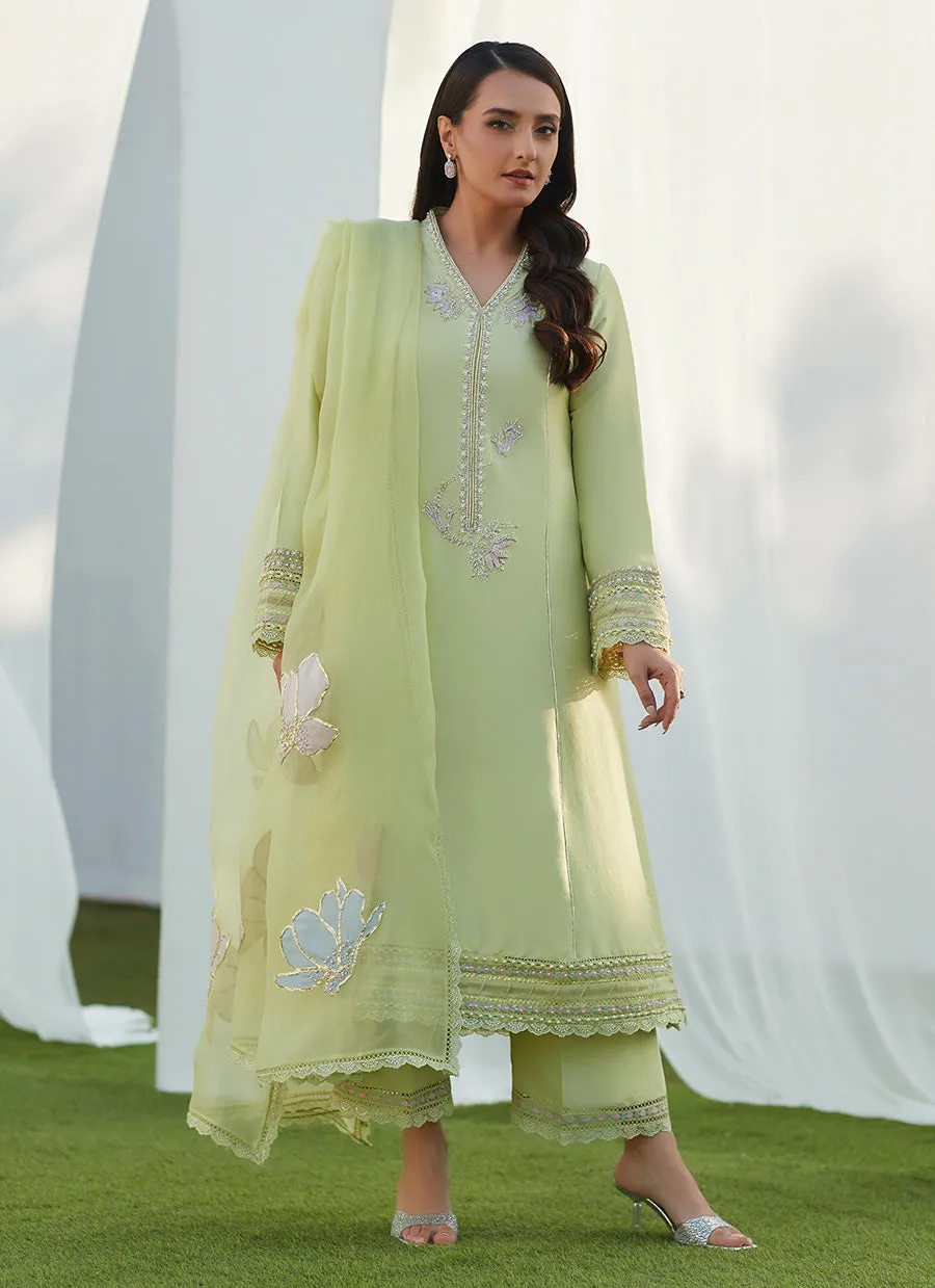 Uma Mint Embellished Shirt and Dupatta