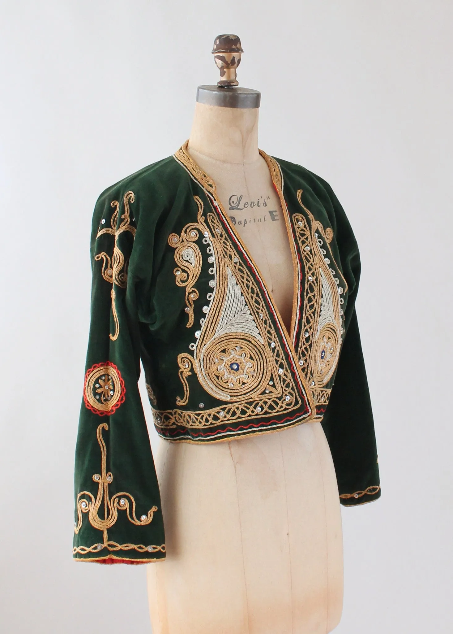 Vintage 1960s Green Eastern Europe Embroidered Jacket