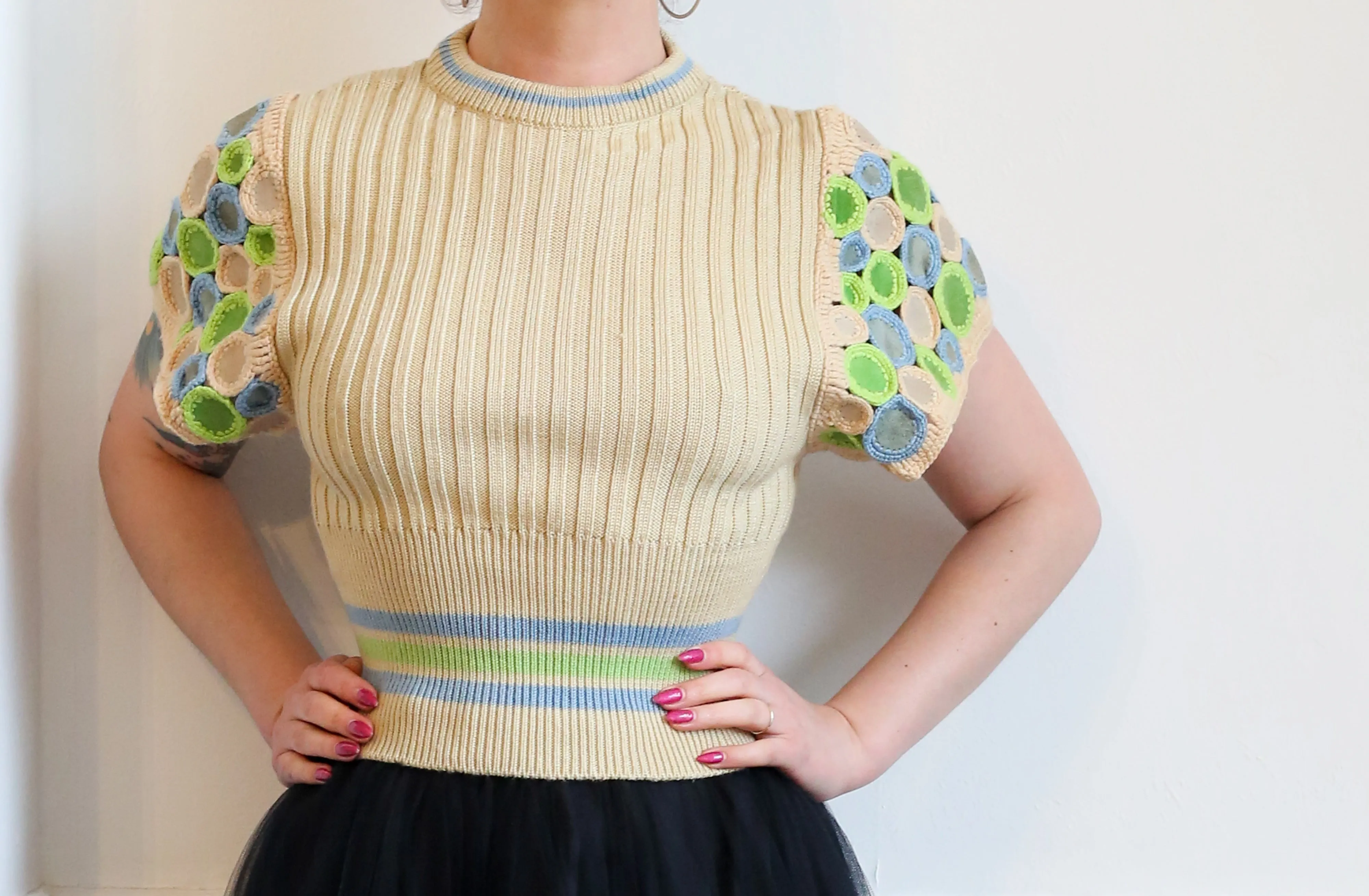 Vintage 1970s Wenjilli Designer Knit Top