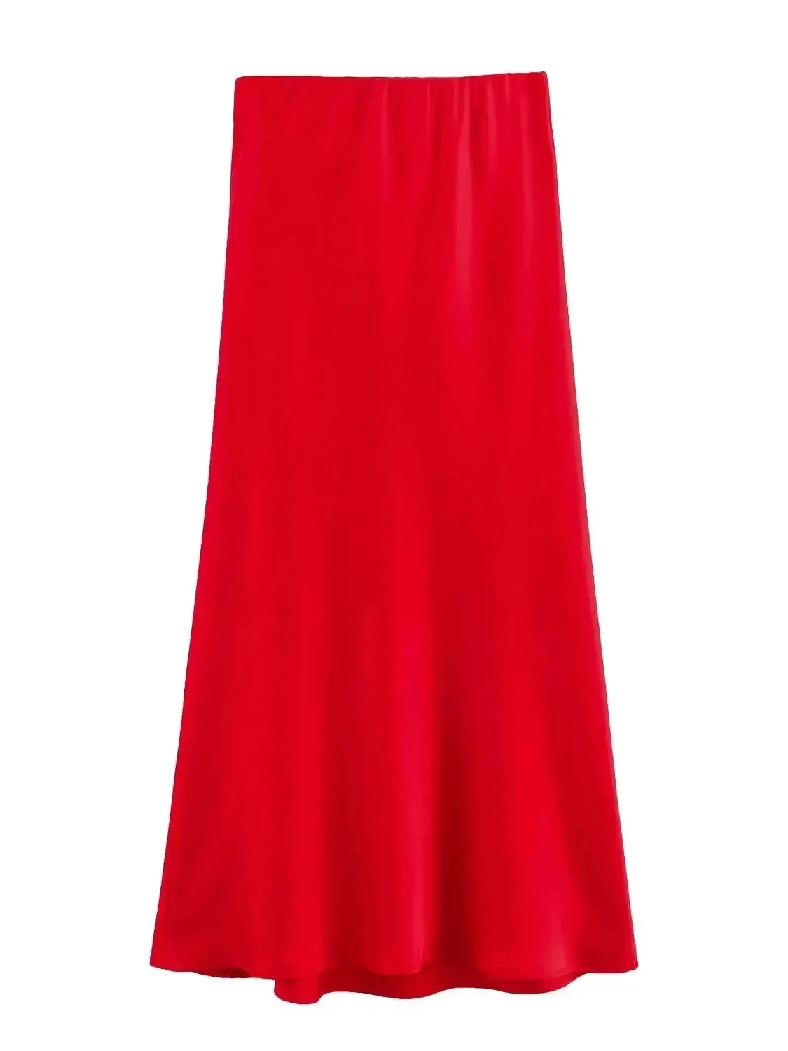 Vintage Flowing Satin Midi Skirt