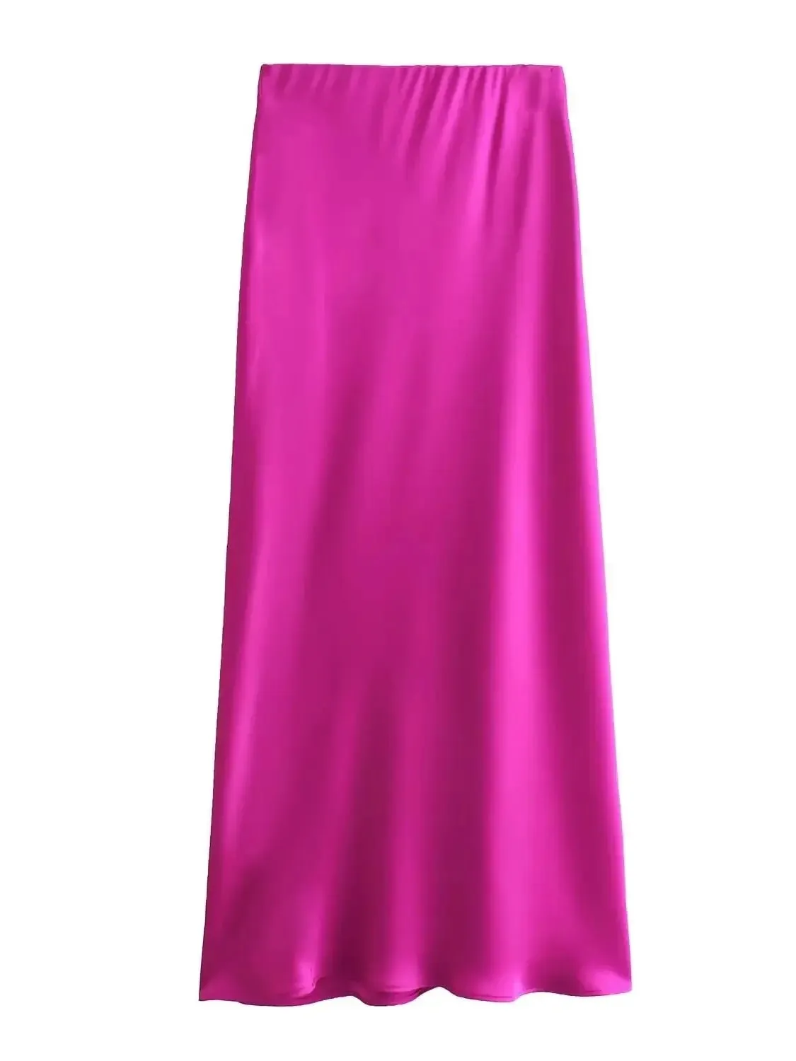 Vintage Flowing Satin Midi Skirt