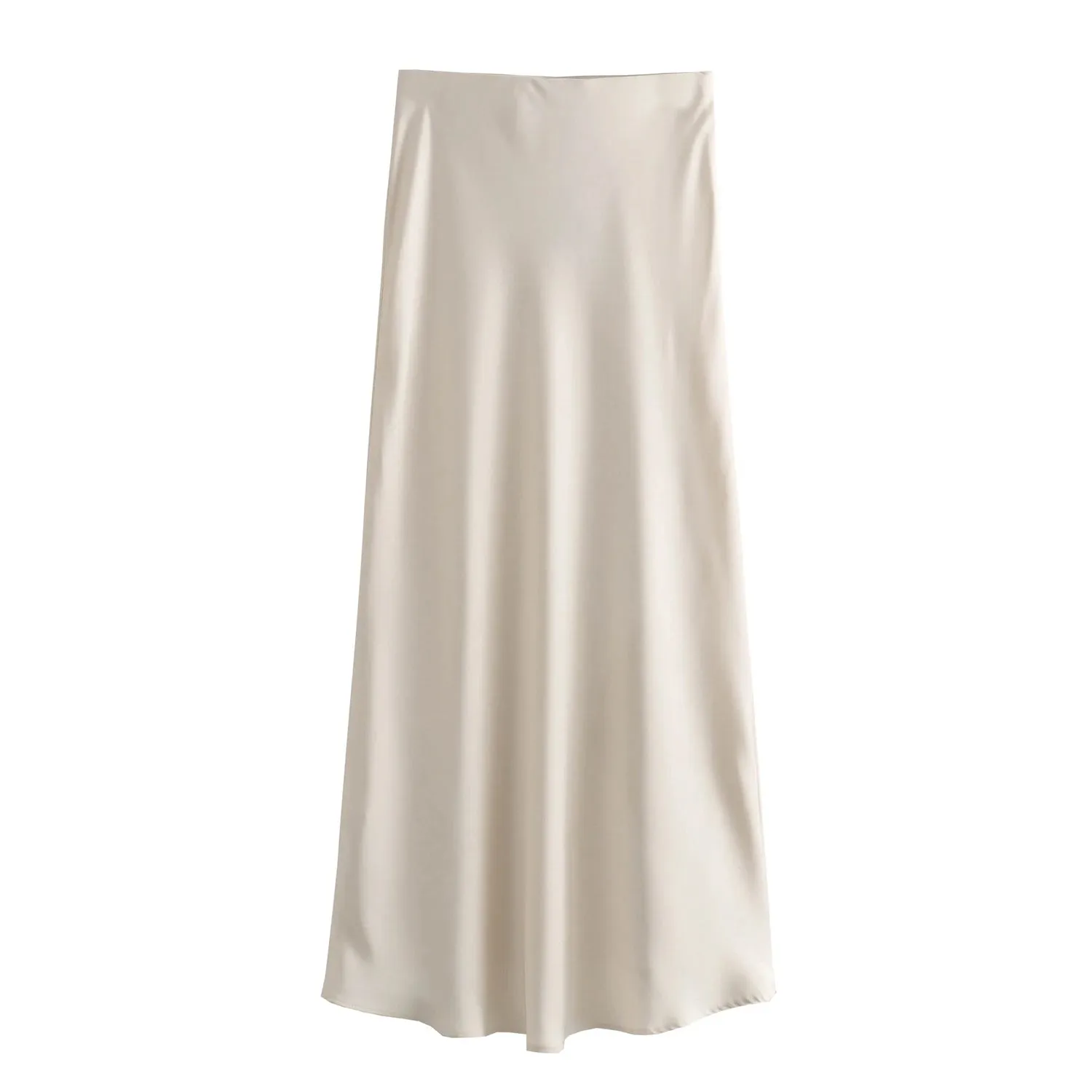 Vintage Flowing Satin Midi Skirt