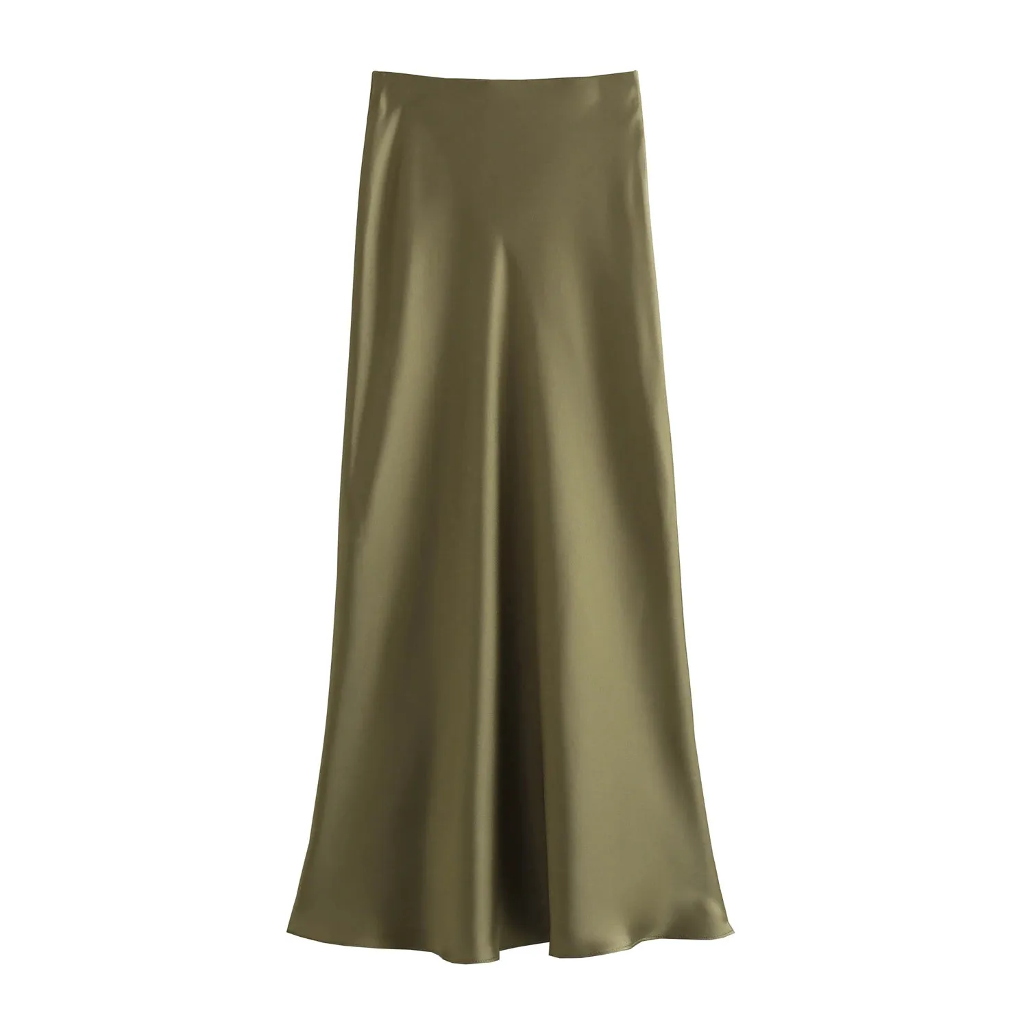 Vintage Flowing Satin Midi Skirt