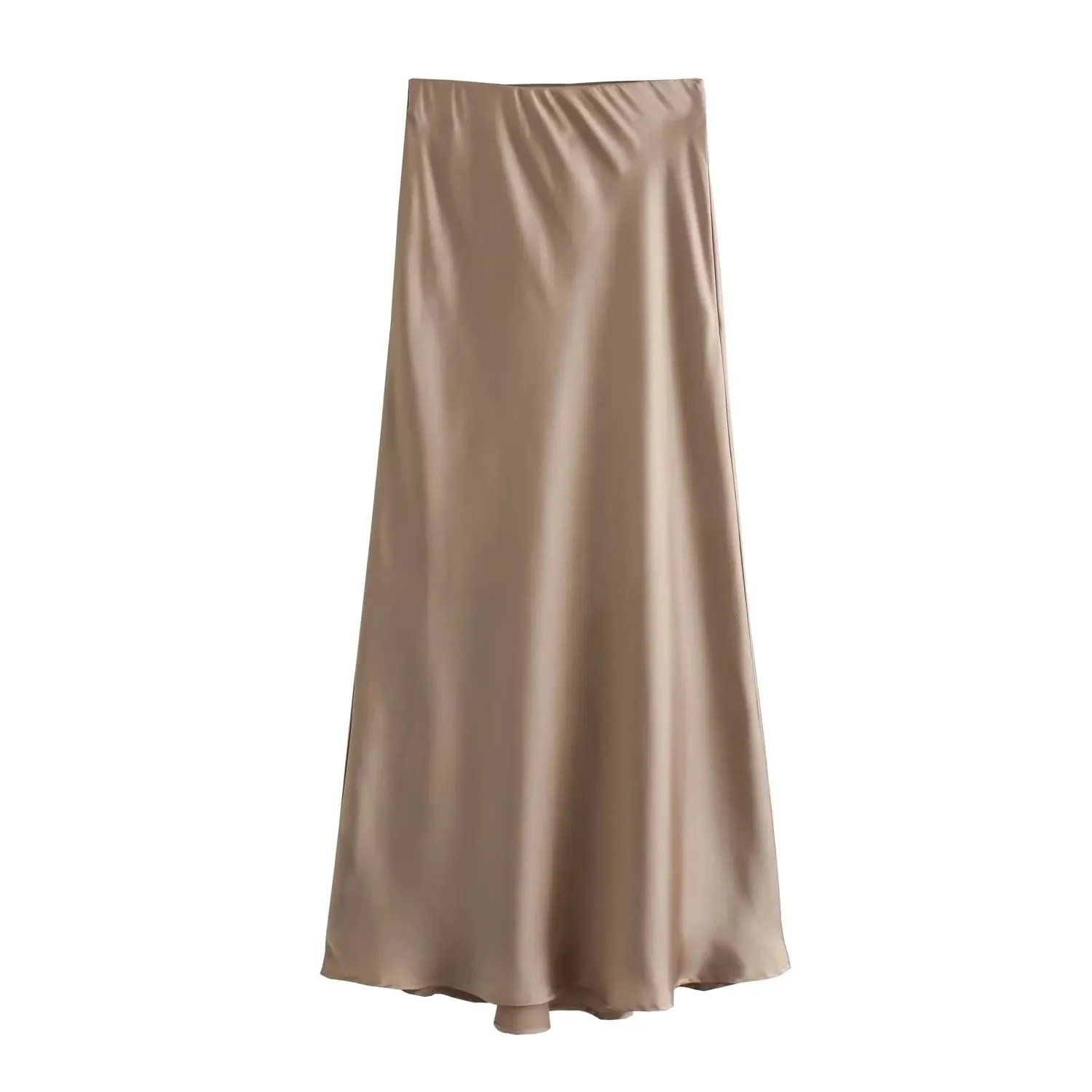 Vintage Flowing Satin Midi Skirt