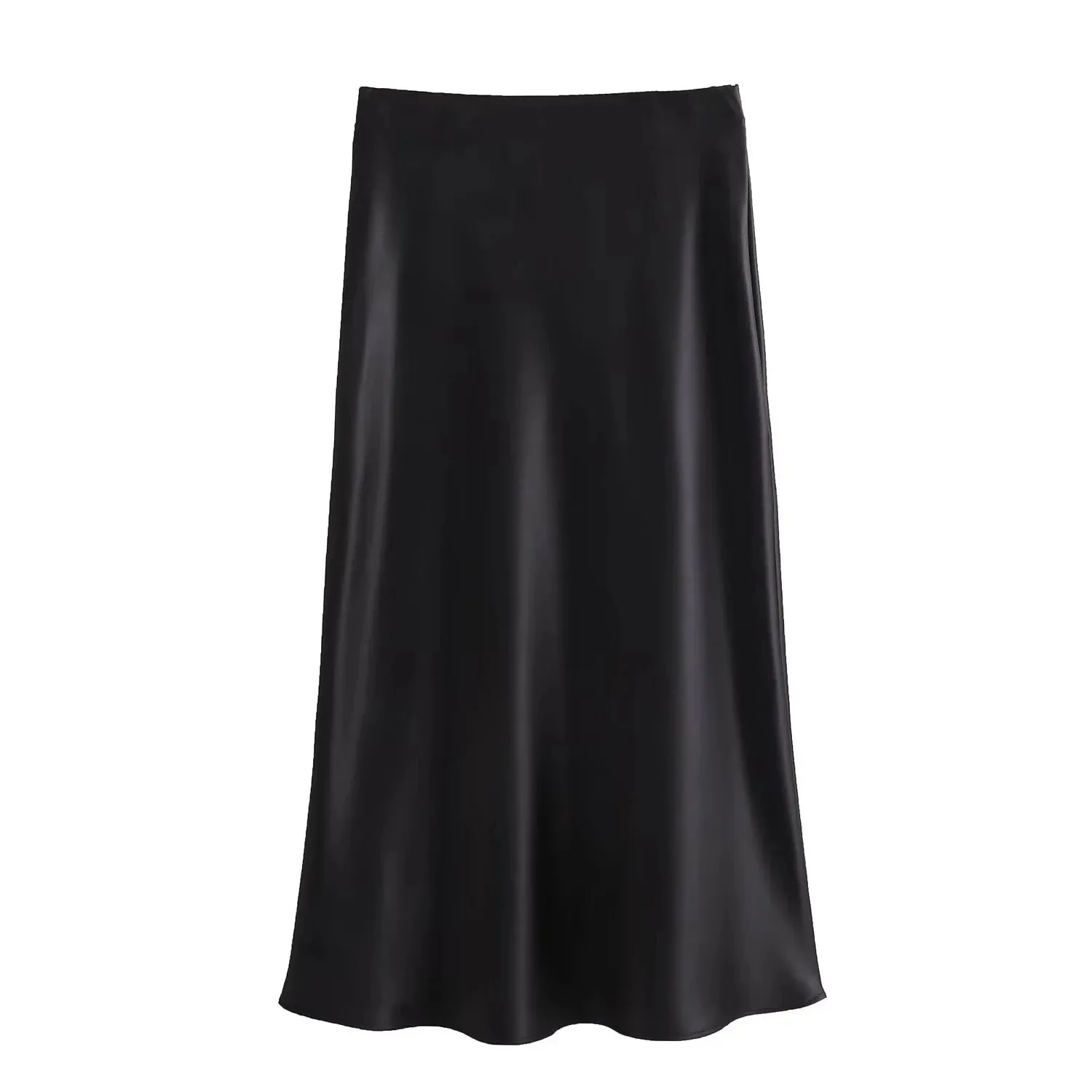 Vintage Flowing Satin Midi Skirt