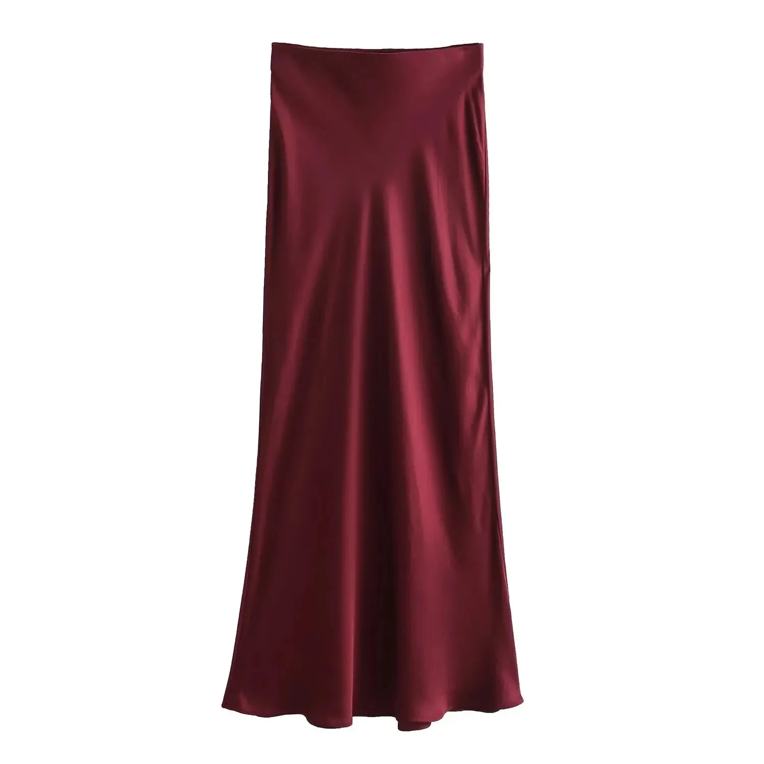 Vintage Flowing Satin Midi Skirt