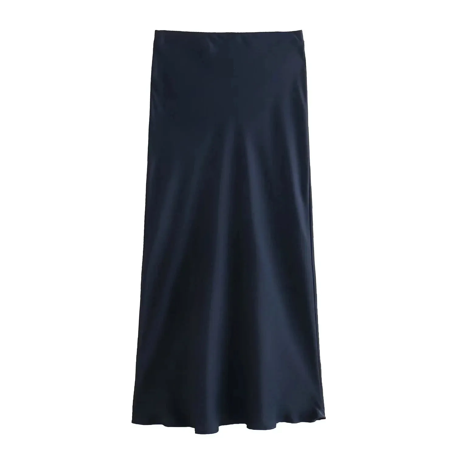 Vintage Flowing Satin Midi Skirt