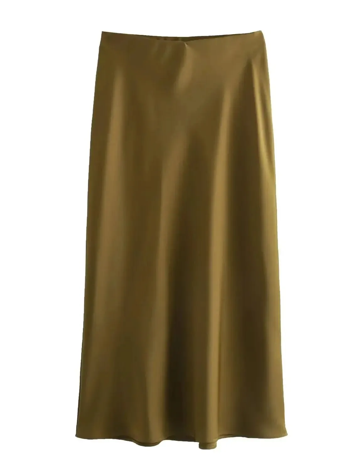 Vintage Flowing Satin Midi Skirt