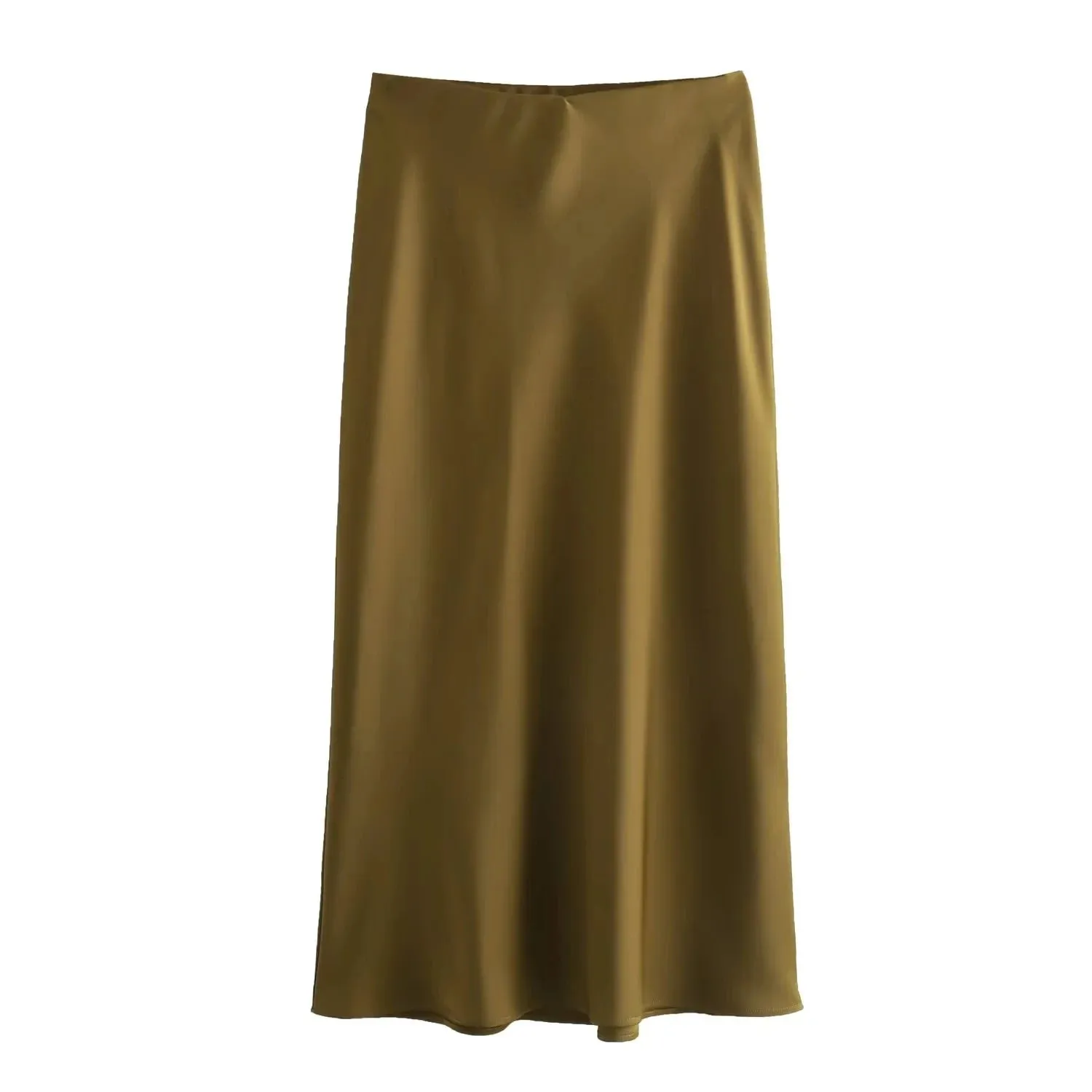 Vintage Flowing Satin Midi Skirt