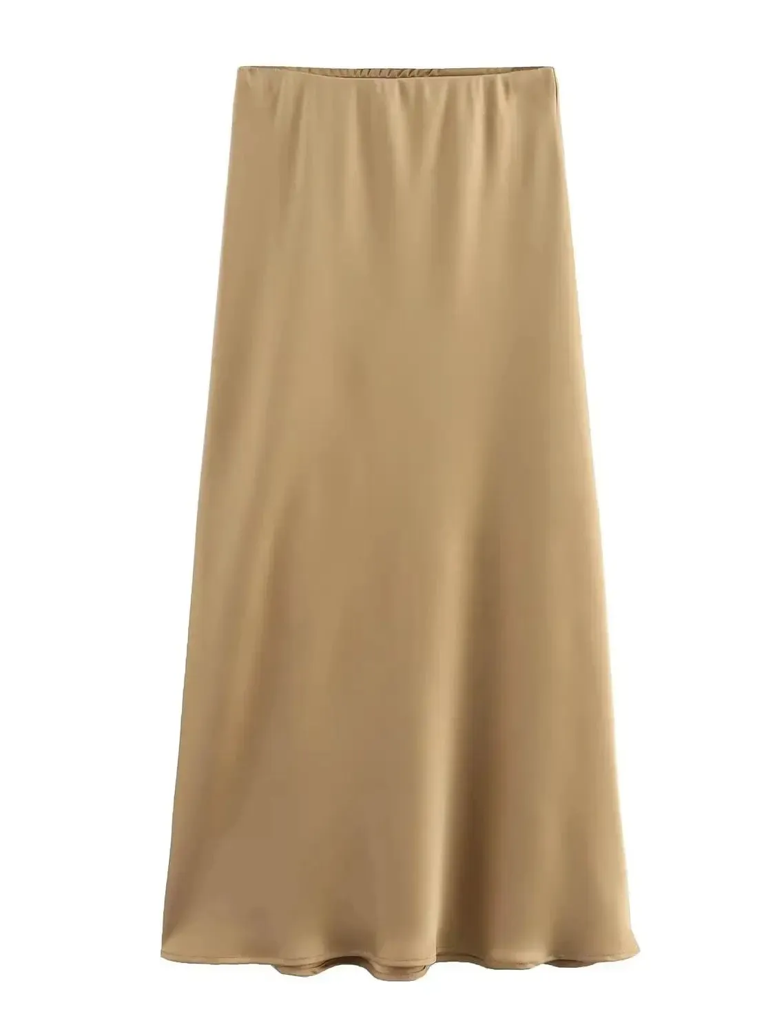 Vintage Flowing Satin Midi Skirt