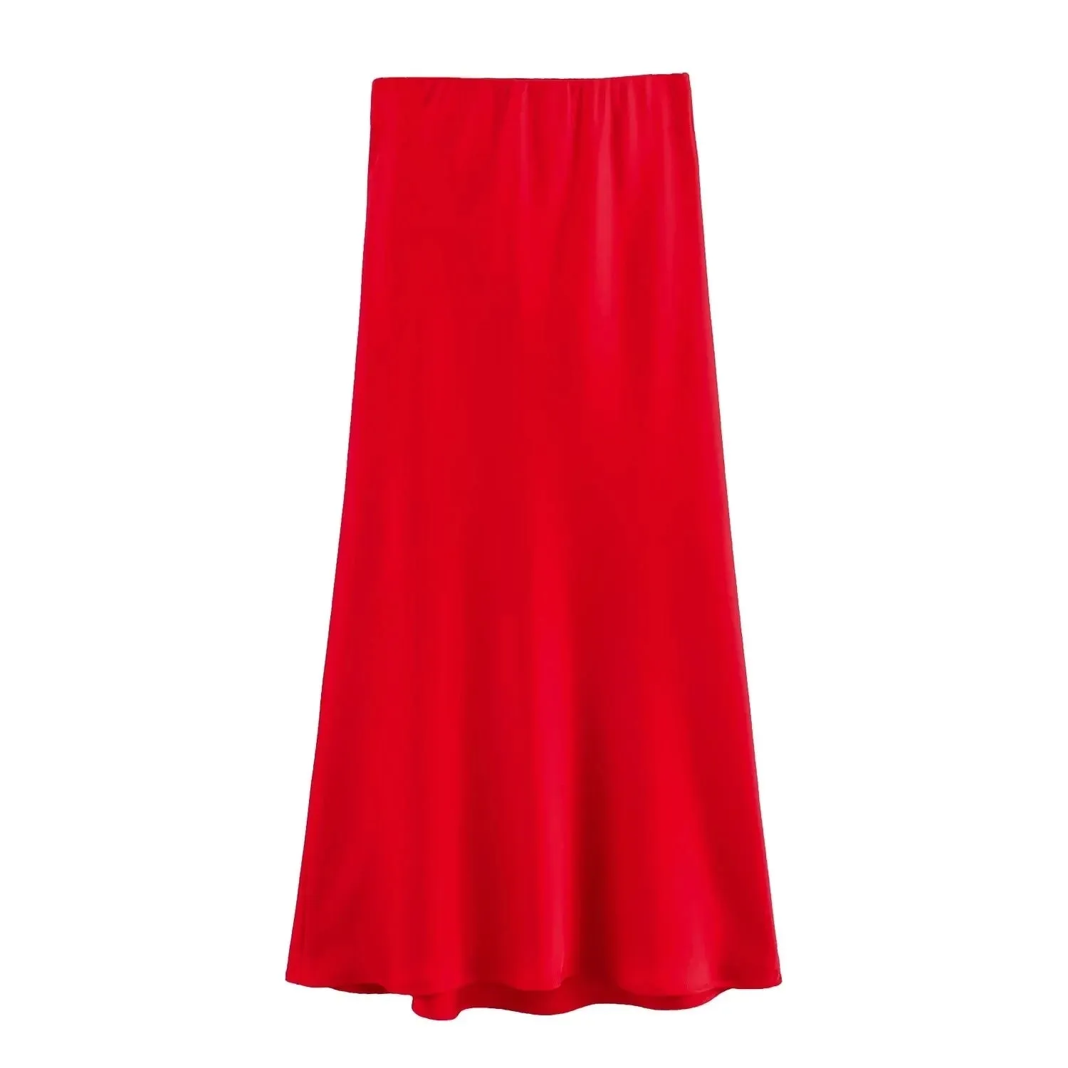 Vintage Flowing Satin Midi Skirt