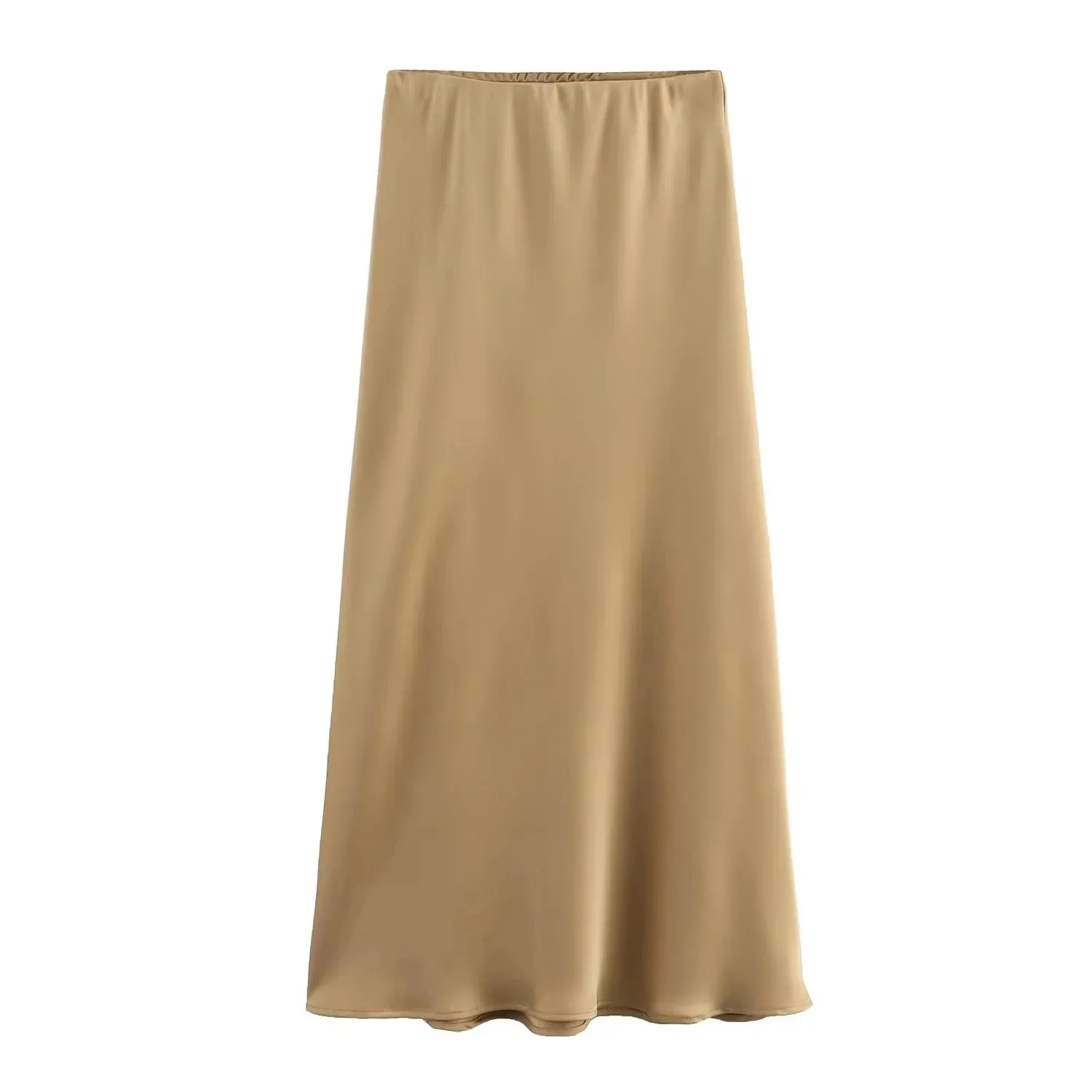 Vintage Flowing Satin Midi Skirt