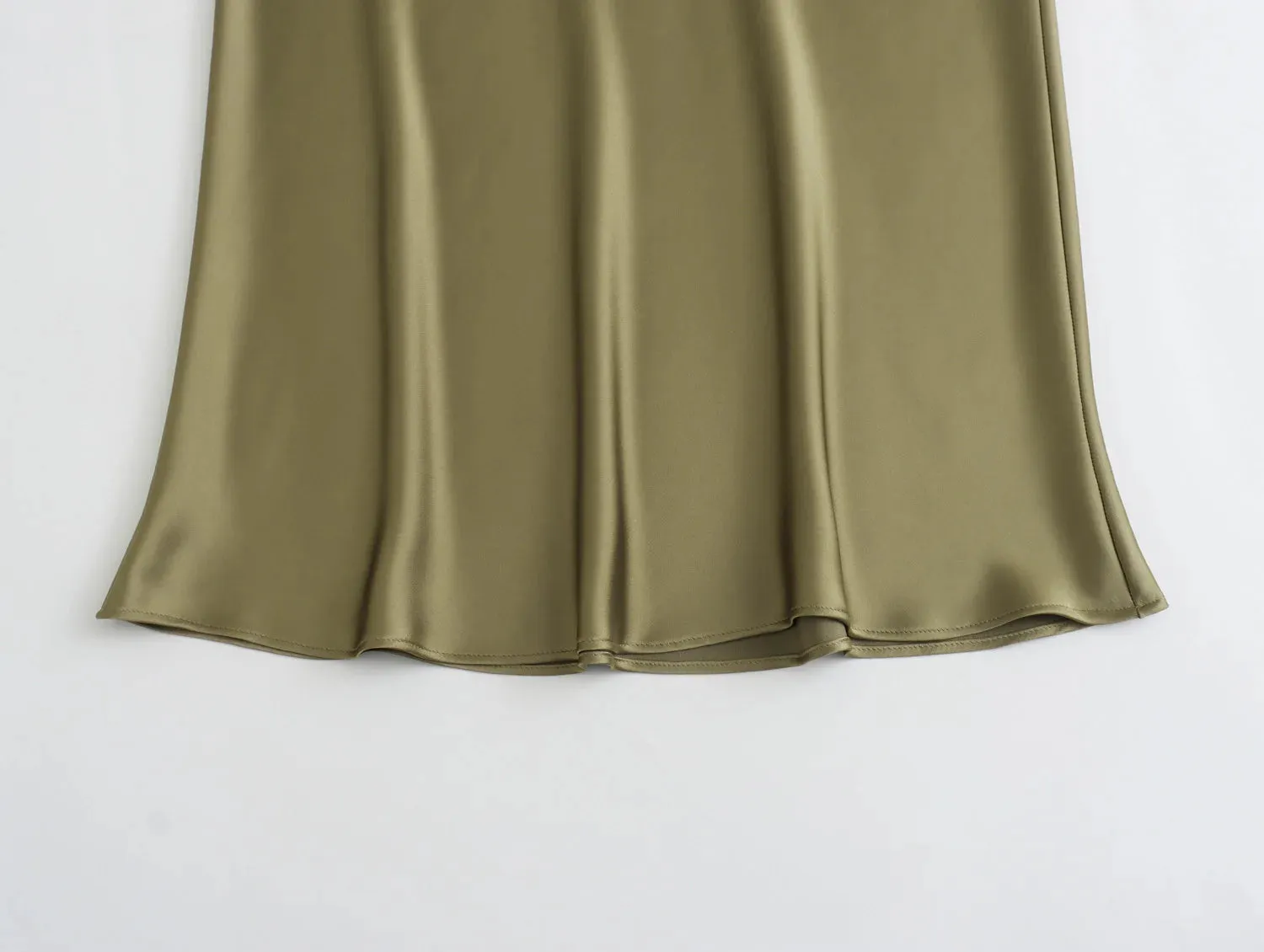 Vintage Flowing Satin Midi Skirt