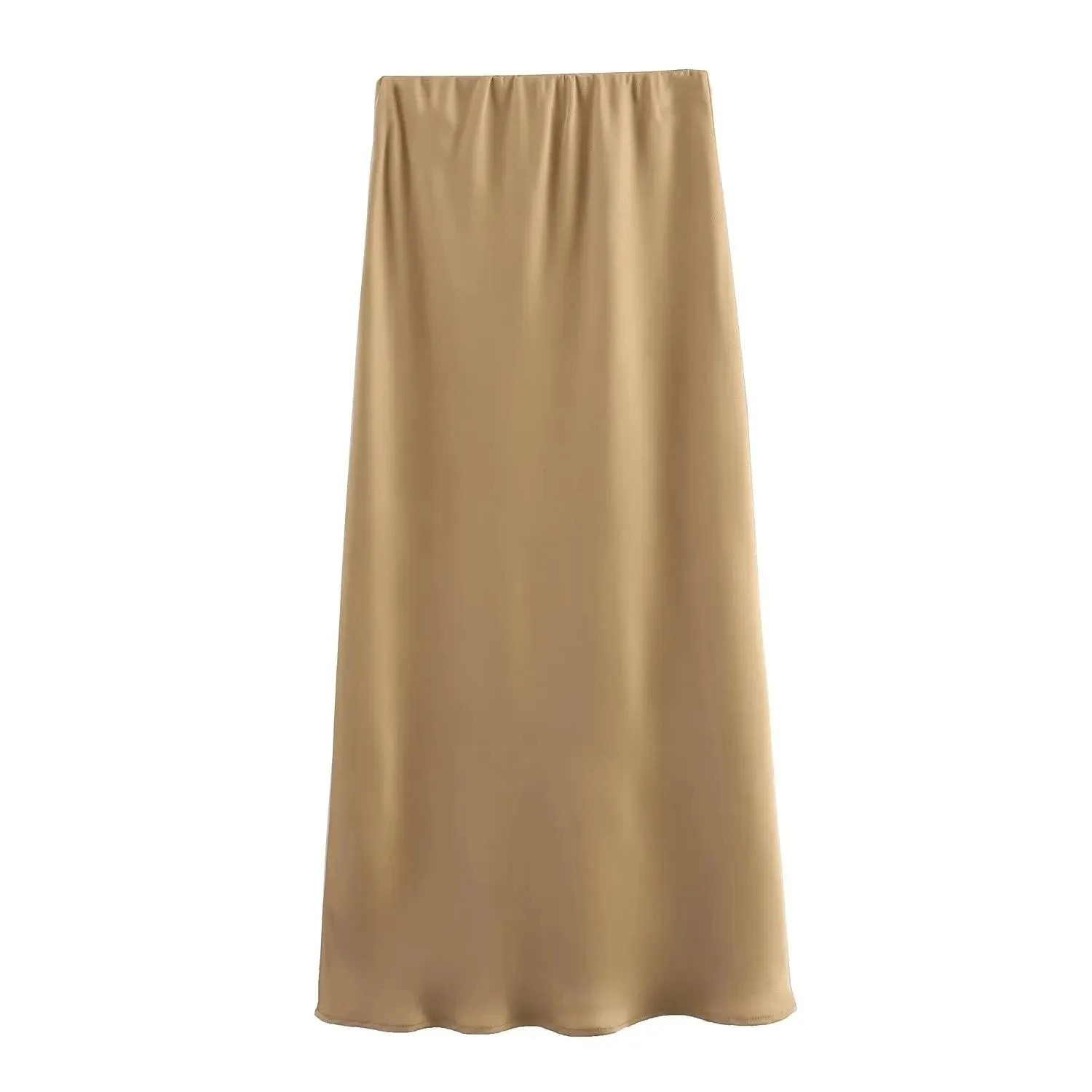 Vintage Flowing Satin Midi Skirt