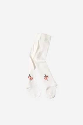 Viverano Fine Knit Baby Girl Tights in Soft White Floral