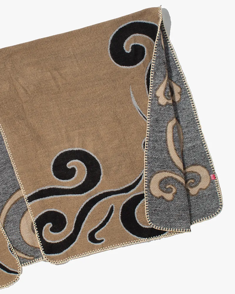 Wa-Modern Poncho, Beige and Black Swirl