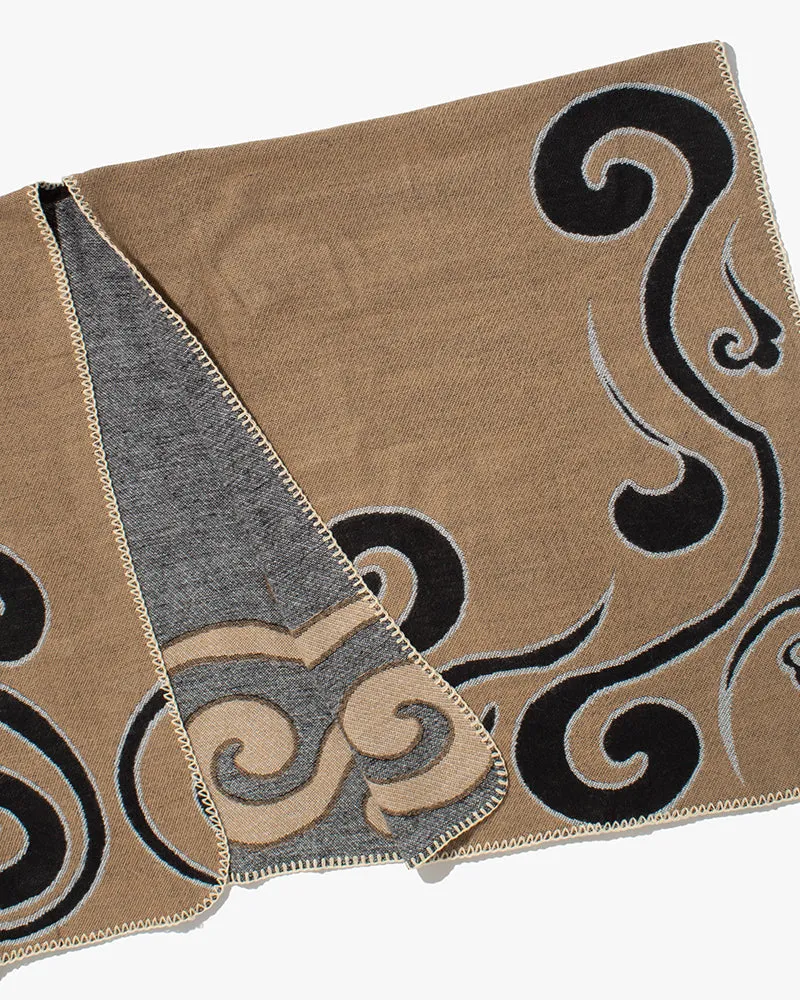 Wa-Modern Poncho, Beige and Black Swirl