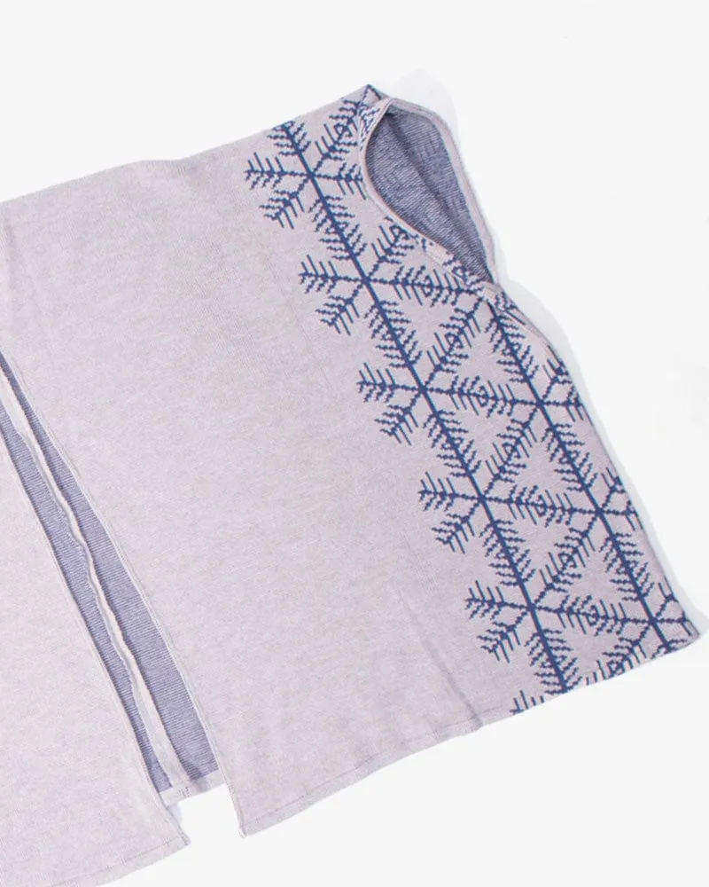 Wa-Modern Poncho, Light Gray and Blue Kessho