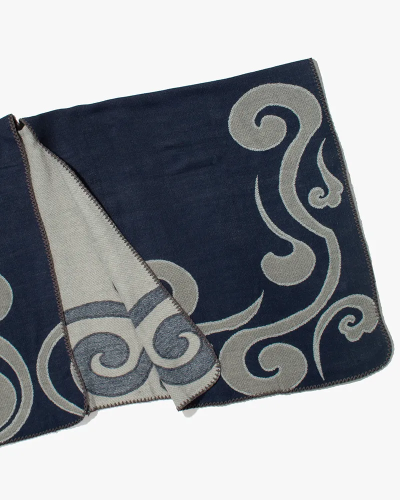 Wa-Modern Poncho, Navy and Light Grey Swirl