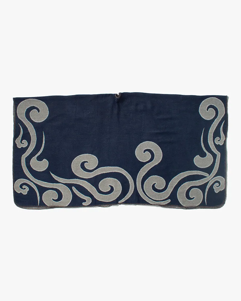 Wa-Modern Poncho, Navy and Light Grey Swirl