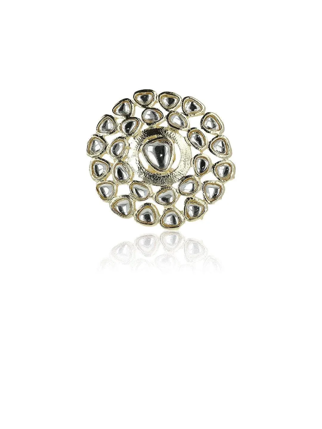 White Floral Motif Kundan Ring