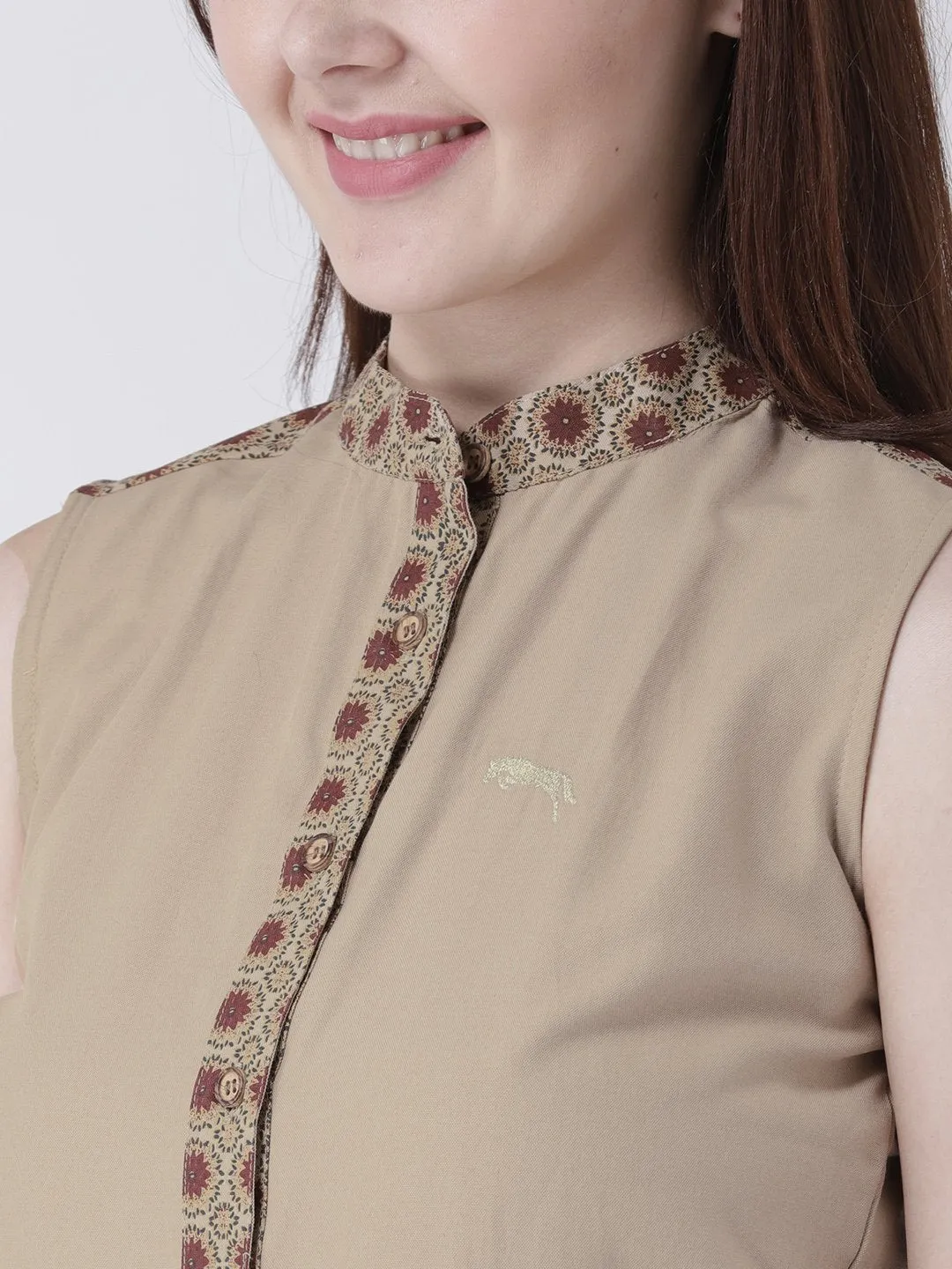 Women Beige Solid Top