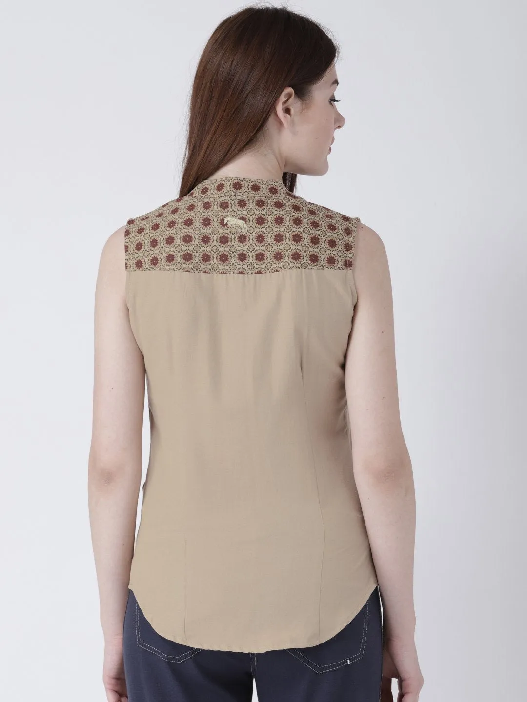 Women Beige Solid Top