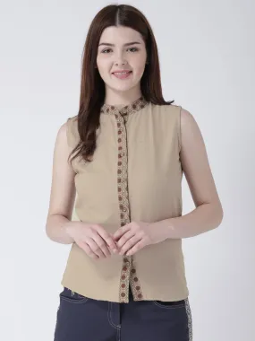 Women Beige Solid Top