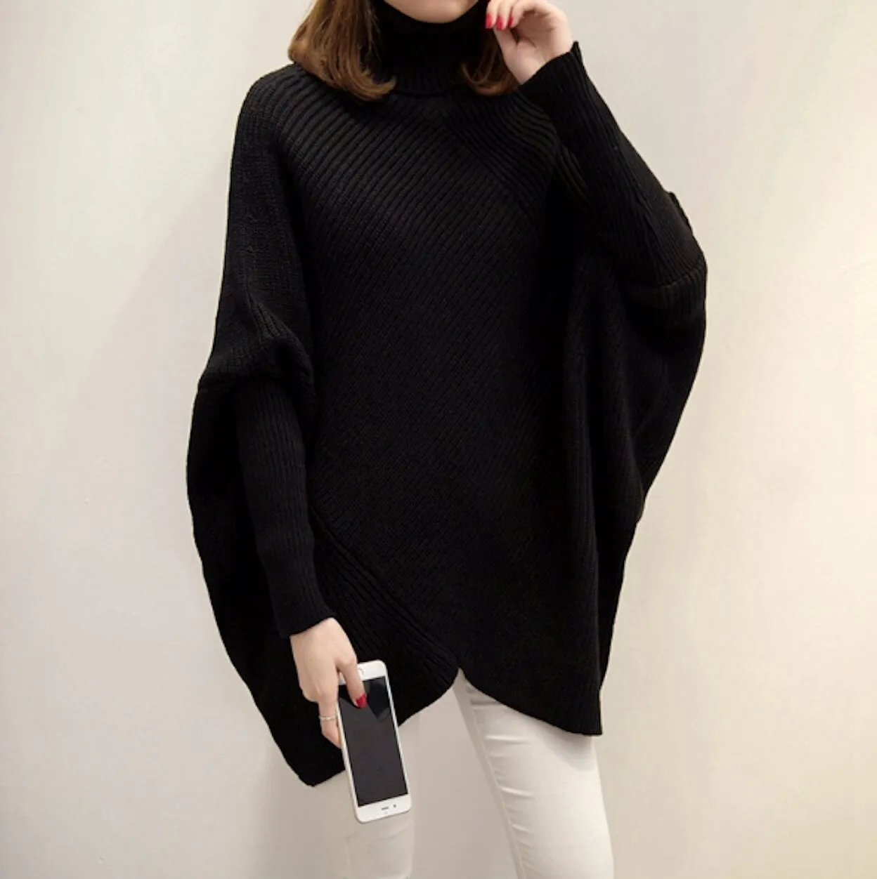 Womens Batwing Turtleneck Sweater