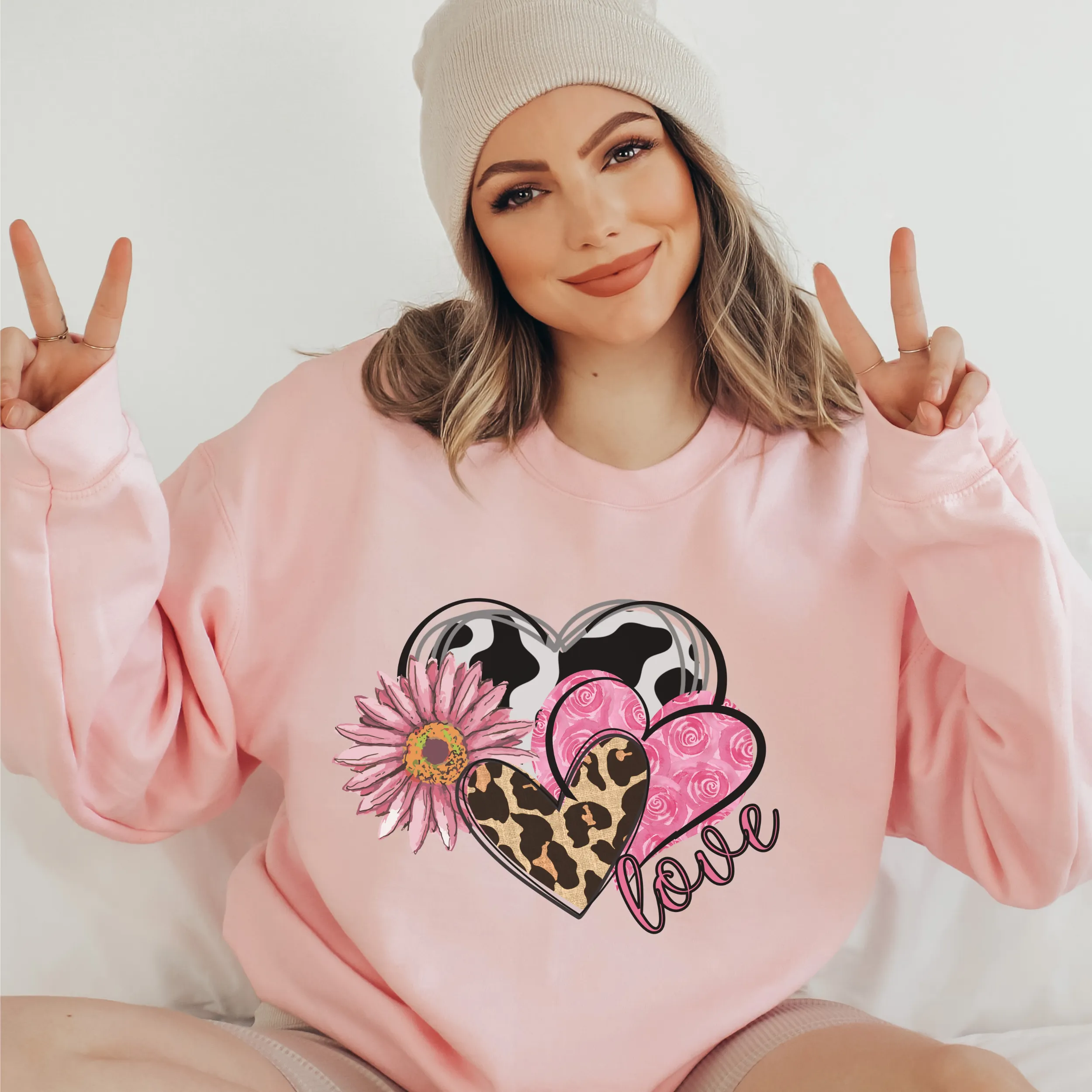 Women's Valentine's Day Sweatshirt, Comfy & Cozy, Gildan Sweatshirt, Ash, White, Sand, Pink or Black, Always Free Shipping!!