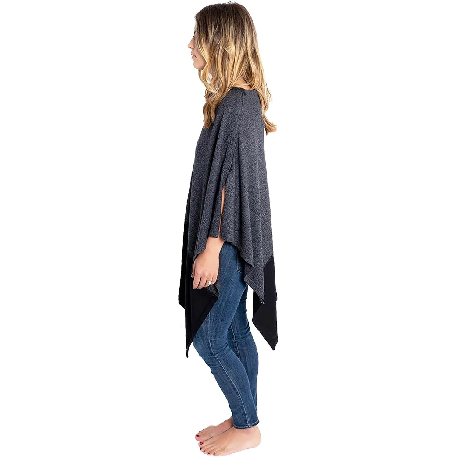 Women's Zestt Organics Organic Cotton Travel Poncho Graphite Colorblock