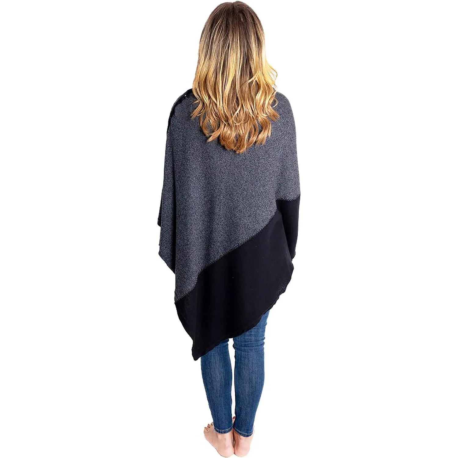 Women's Zestt Organics Organic Cotton Travel Poncho Graphite Colorblock